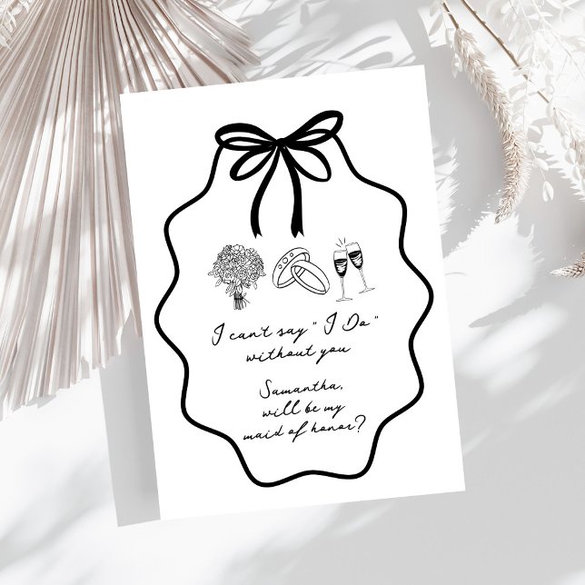 Invitation Demande de témoin de mariage florale à l'arc tiré  (Créateur téléchargé)