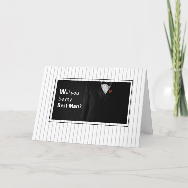 Invitation Demande de témoin de mariage, smoking noir (Devant)