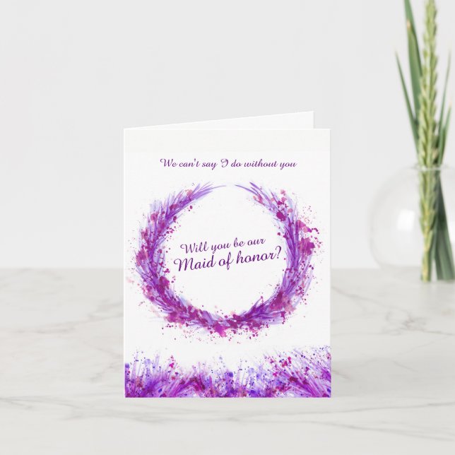 Invitation Demande de témoin de mariage violet : serez-vous n (Devant)