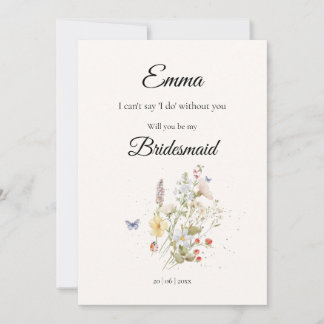 Invitation Demande Demoiselle d'Honneur Fleurs Sauvages