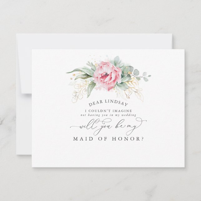 Invitation Demande demoiselle d'honneur Succulents Verdure Fe (Devant)