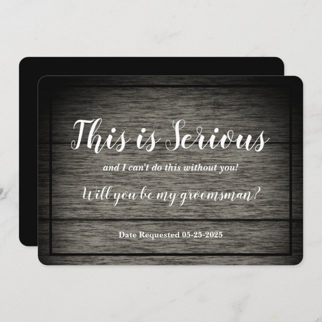 Invitation Demande d'un Groomsman Ceci est un bois rustique s (Devant / Derrière)