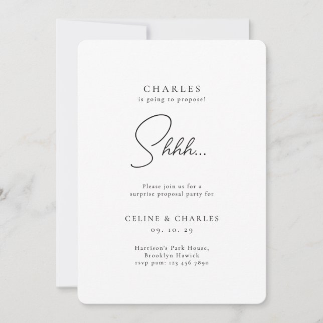 Invitation Demande en mariage surprise moderne classique arro (Devant)