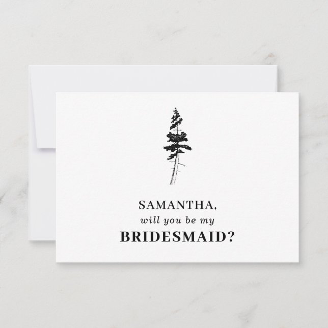 Invitation Demande témoin de mariage sous les pins de la forê (Devant)