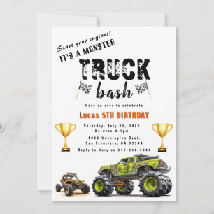 Invitation Démarrez vos moteurs Camions Anniversaire Fête Inv