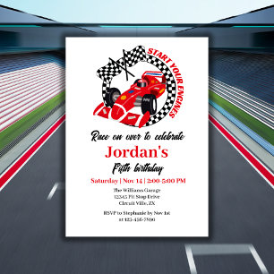 Invitation Démarrez vos moteurs Red Race Car N'importe quel â