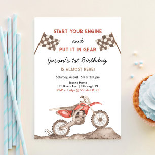 Invitation Démarrez Votre Moteur Moto Cross Dirt Bike Anniver