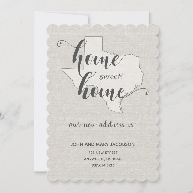 Invitation Déménager au Texas Nouvelle adresse Accueil Sweet  (Devant)
