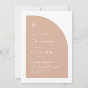 Invitation Demi-arc moderne Blush Rose Girlly Christening