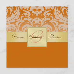 Invitation Demi d'invitation orange de ruban d'or de