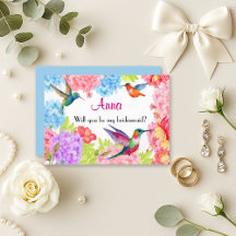 Demoiselle d'honneur colibri aquarelle vibrante