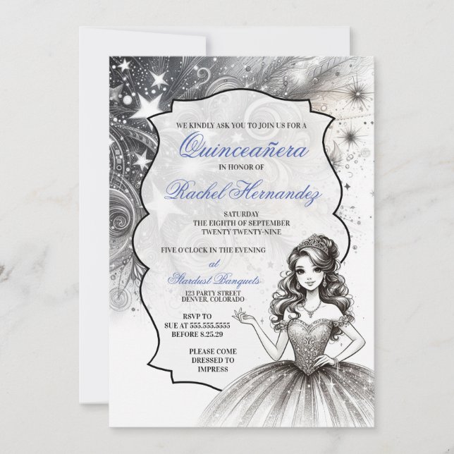 Invitation Demoiselle d'honneur de Crystal Quinceañera (Devant)