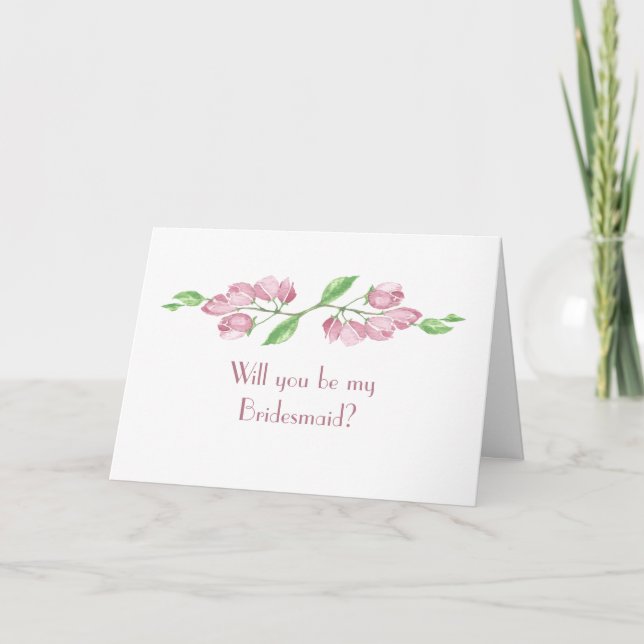 Invitation Demoiselle d'honneur de mariage à l'aquarelle avec (Devant)