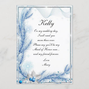 Invitation Demoiselle d'honneur de mariage de Noël en hiver d