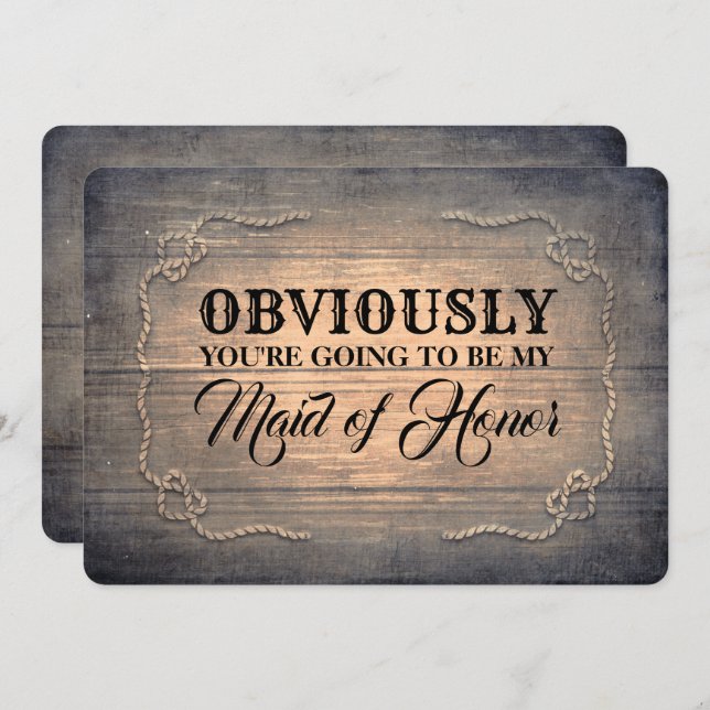 Invitation Demoiselle d'honneur/domestique de bois rustique (Devant / Derrière)