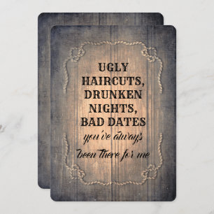 Invitation Demoiselle d'honneur/domestique drôles rustiques