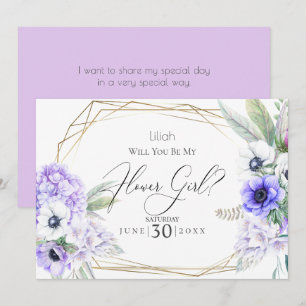 Invitation Demoiselle d'honneur   Fleurs d'anémone violette