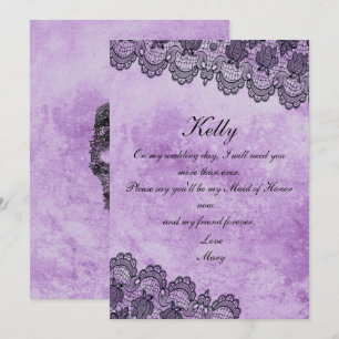 Invitation Demoiselle d'honneur mariage gothique violet dente
