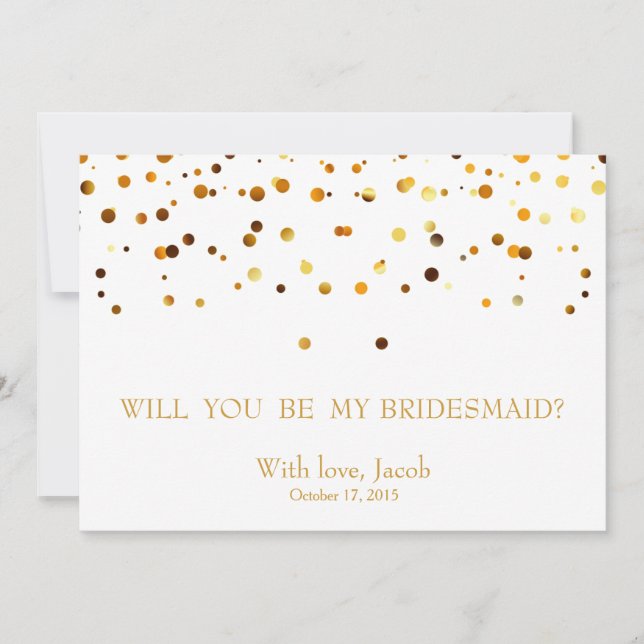 Invitation Demoiselle d'Honneur Paillettes Dorées (Devant)