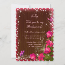 Demoiselle d'honneur papillon floral rose bois fon