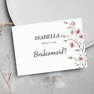 Invitation Demoiselle d'honneur rose blanc menthe lilas print