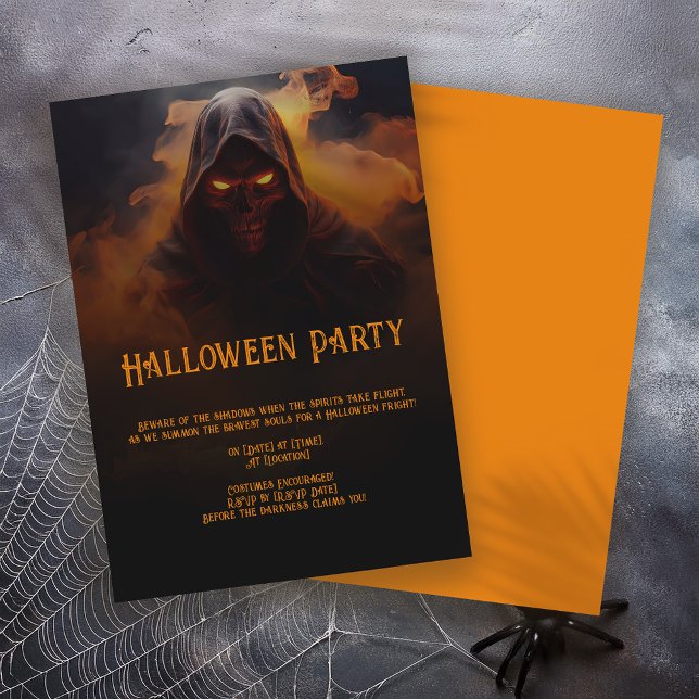 Invitation Démon foncé avec fumée orange Halloween (Créateur téléchargé)