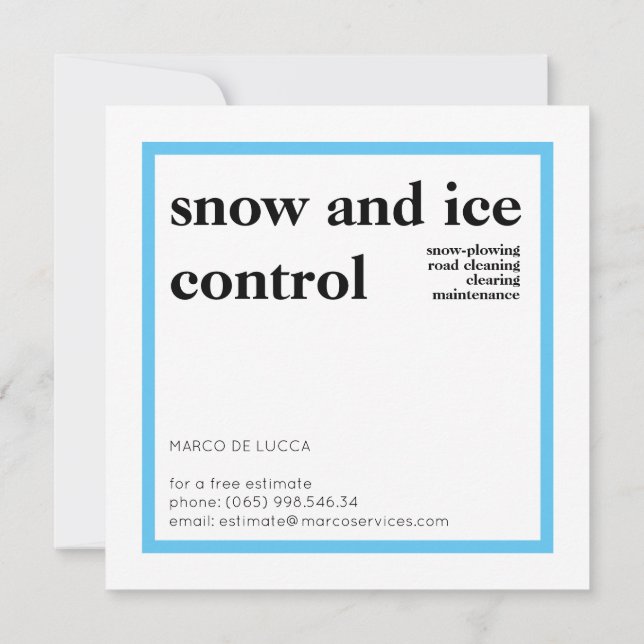 Invitation Déneigement, Services de déneigement (Dos)