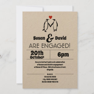 Invitation d'engagement de l'amour de pingouin