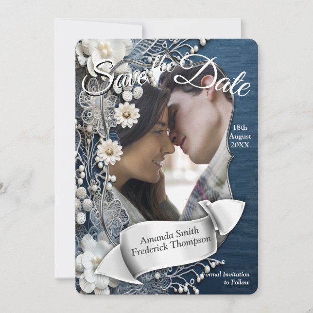 Invitation Denim 3-D tendance Imprimer avec bijoux costume (Devant)