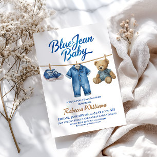 Invitation Denim Clothesline Boy Blue Jean Baby shower