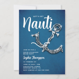 Invitation Denim Diamond Ancre Nauti Blue Anniversaire
