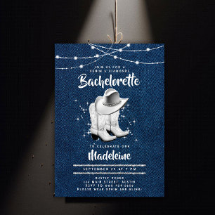 Invitation Denim Diamond Cowgirl Casquettes Bottes chic Bache
