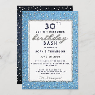 Invitation Denim Diamond Parties scintillant Cadre N'Importe