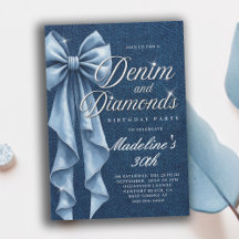 Denim Diamonds Blanc Bleu Nœud Glam 30e Anniversai