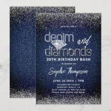 Denim Diamonds Bleu Blanc Élégant 30e Anniversaire
