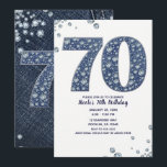 Invitation Denim & Diamonds Bling Sparkle 70TH 70e Anniversai<br><div class="desc">Invitation personnalisée</div>