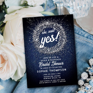 Invitation Denim Diamonds Bling Starburst Oui Fête des mariée