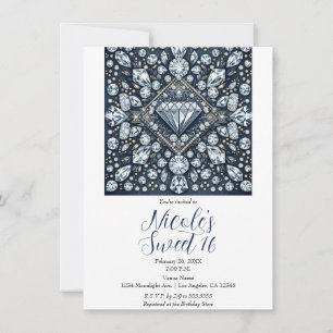 Invitation Denim & Diamonds Bling Sweet 16 Anniversaire