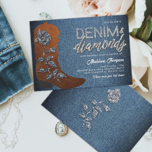 Invitation Denim Diamonds Cowgirl Boot Western 30e anniversai