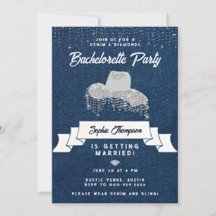Invitation Denim Diamonds Cowgirl Casquette Rhinestone Bachel