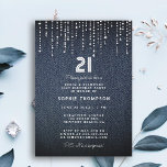 Invitation Denim Diamonds Drippings 21e fête d'anniversaire<br><div class="desc">Un modèle simple,  moderne,  élégant et chic 21ème anniversaire d'invitation avec un arrière - plan denim,  diamants / strass gouttes (simulé,  pas vrais diamants) et la typographie moderne en blanc. Un design chic "denim et diamants" pour une femme à son vingt-et-unième anniversaire !</div>