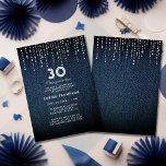 Invitation Denim Diamonds Drippings 30th Birthday Party<br><div class="desc">Un modèle simple,  moderne,  élégant et chic d'invitation à la fête d'anniversaire avec un arrière - plan denim,  diamants / strass drippings (simulé,  pas de vrais diamants) et la typographie moderne en blanc. Un design chic "denim et diamants" pour une femme à son 30e anniversaire !</div>