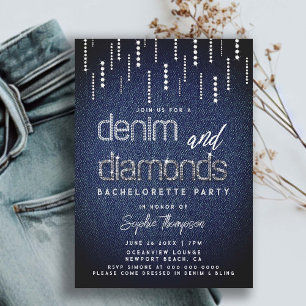 Invitation Denim Diamonds Glam Drift Classy Chic Bachelorette