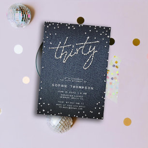 Invitation Denim Diamonds Moderne Calligraphie 30e anniversai