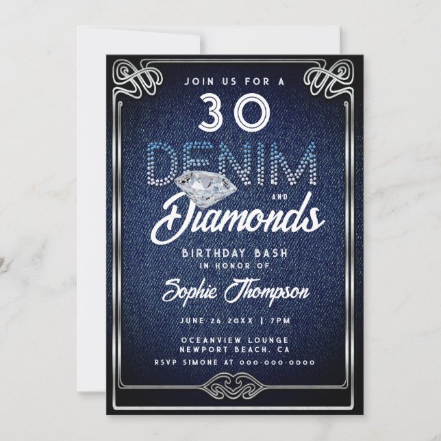 Invitation Denim Diamonds Nouveau Frame 30e Anniversaire (Devant)