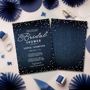 Invitation Denim Diamonds Parties scintillant Bleu Elegant Fê