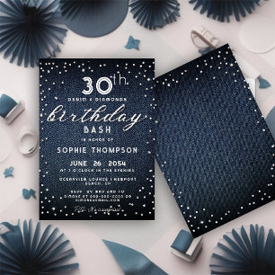 Invitation Denim Diamonds Parties scintillant moderne 30e ann