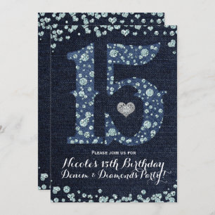 Invitation Denim & Diamonds Quinze 15 15e anniversaire
