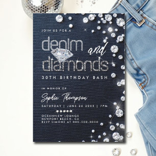 Invitation Denim Diamonds Theme Classy 30e Anniversaire