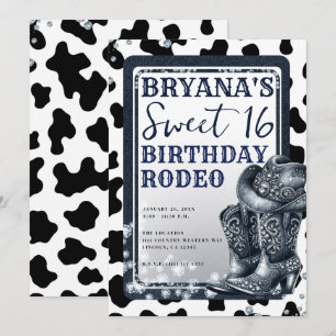 Invitation Denim & Diamonds Western Glam Cowgirl Sweet 16